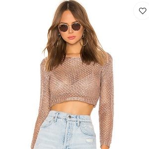 Revolve Superdown ‘Tiana Mesh Top’ - Rose Gold